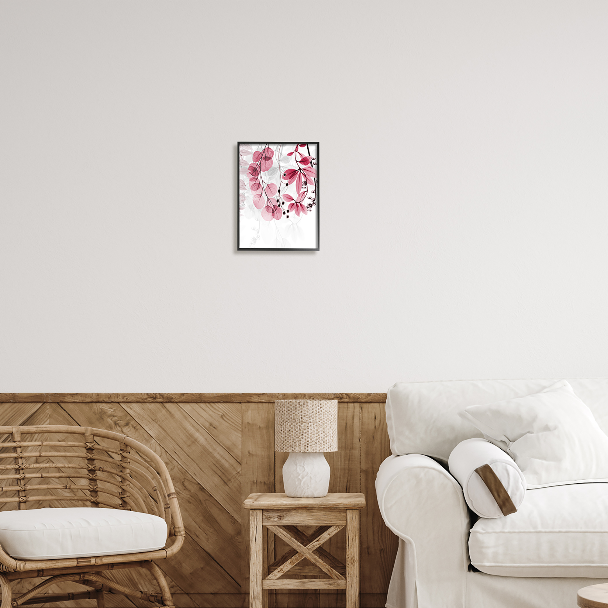 Stupell Industries Modern Pink Botanical Leaves Botanical & Floral Painting Black Framed Art Print Wall Art, 11 x 14