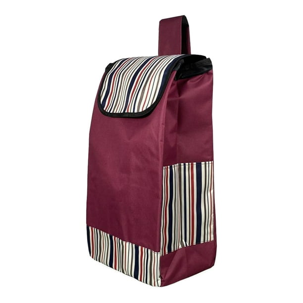 Minnieouse Bolsa de repuesto resistente para carrito de compras, experiencia de compra, bolsa de compras de tela Oxford duradera Envolturas para manijas de equipaje Vino rojo