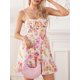 thumbnail image 4 of Vestidos De Verano Para Mujer Patchwork/Estampado Floral Tie-Up Spaghetti Strap Ruffles Mini Vestido, 4 of 4