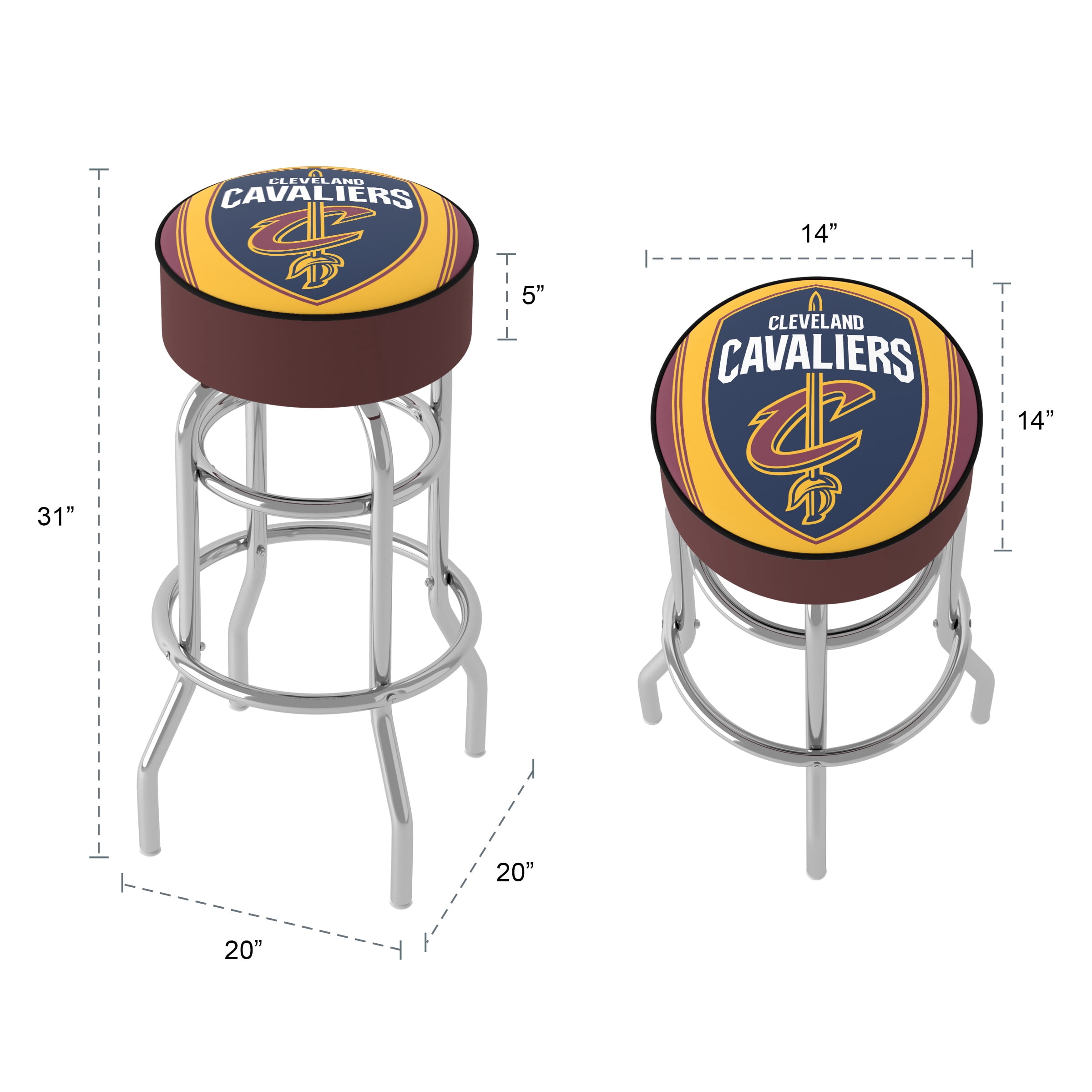 Trademark Gameroom Cleveland Cavaliers Logo Bar Stool with Padded Seat