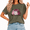 1-green, variant on Cozymy Three Ghost Bow Checkered Cute Graphic T-Shirt for Women Crewneck Short Sleeve Washed Halloween Shirt