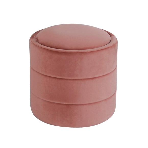Otomana Storage HomePop redonda de terciopelo rosa rubor