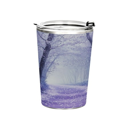 

11oz Straw Mugs with Handle and Straw Lid Sports Mugs Car Mugs Purple Misty Forest