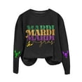 thumbnail image 4 of Tweang Mardi Gras Outfit for Women Plus Size Women Mardi Gras Print Sweatshirt Xmas Sweaters Fall Sweatshirts for Women Mardi Gras Sweatshirt Women Thanksgiving Sweatshirts for Women Black 1 L, 4 of 4