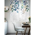thumbnail image 3 of Blue Teal Botanical Sheer Curtains 63 Inch Length 2 Panels Set, Weeping Fall Eucalyptus Leaves Voile Window Treatment Rod Pocket Curtains Sheers Drapes for Bedroom/Living Room/Kitchen 52x"63"x2, 3 of 7