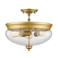 thumbnail image 1 of Z-Lite Amon 3 Light Semi Flush Mount in Satin Gold, 1 of 5