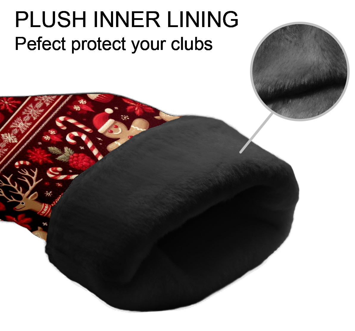 Golf Club Covers, Rown Xmas Gingerbread Premium PU Leather Driver Hybrid Putter Head Covers with Velvet Lining, Waterproof Golf Gifts for Men Women