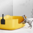 thumbnail image 3 of Large Cat Litter Box with High Sides for Indoor Cats, Low Entry Open Top Cat Litter Pan for Kittens, One Piece Spill Proof Litter Tray, Anti-Splash Pet Litter Box for Cats, 3 of 7