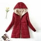 thumbnail image 2 of Chaqueta de algodón de corte ajustado con capucha de longitud media a larga con forro polar para mayor calidez, parte superior de forro polar de cordero para prendas de abrigo de mujer, 2 of 5