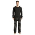 thumbnail image 3 of Amaxer Mens Cotton 2-Piece Flannel Pajama Sets - Crew Neck Knit Top Flannel Plaid Pants | Soft, Breathable Sleepwear for Men, 3 of 7