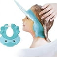 thumbnail image 1 of 3 en 1Bonnet de douche bebe, Chapeau Douche Bébé, shampoing douche bain bébé bonnet de protection doux visière réglable souple douce bonnet pour Enfant 1 Ans - 12 Ans - Bleu, 1 of 5