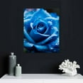 thumbnail image 4 of COMIO Blue Rose Canvas Wall Art Floral Pictures Wall Decor Flower Bloom Close Up Painting Print Flowers Artwork for Bathroom Bedroom Office Living Room Paintings Decorations Ready to Hang Framed, 4 of 4