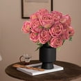 thumbnail image 5 of Kbndieu Artificial Pink Roses, Artificial Flowers for Home Decor Indoor, Fake Bouquet Faux Floral Arrangements Dining Table Centerpieces for Kitchen Bridal Wedding Party Valentines Day Decorations, 5 of 6