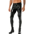 thumbnail image 2 of Doomiva Men's PVC Leather Skinny Pants Stage Club Solid Zipper Crotch Stretch Tight Leggings Black 4XL, 2 of 7