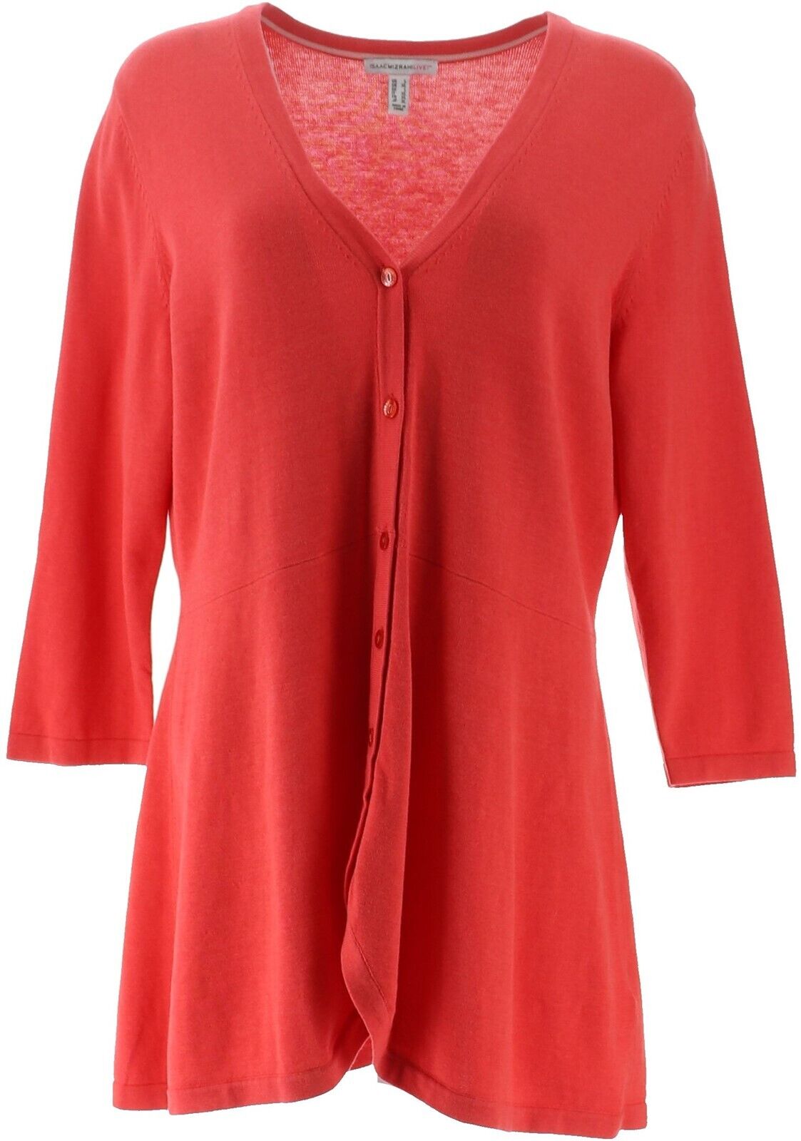 Isaac Mizrahi Curved Hem Button Front 
