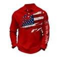 thumbnail image 2 of Men's 250th Anniversary Patriotic Flag Print Casual Button Down Long Sleeve Shirt Red XXL, 2 of 3