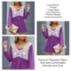 thumbnail image 5 of Top informal para mujer, manga larga, cuello en V, costura de encaje, diseño plisado, Top delicado y lindo para mujer, Top de otoño púrpura M, 5 of 6