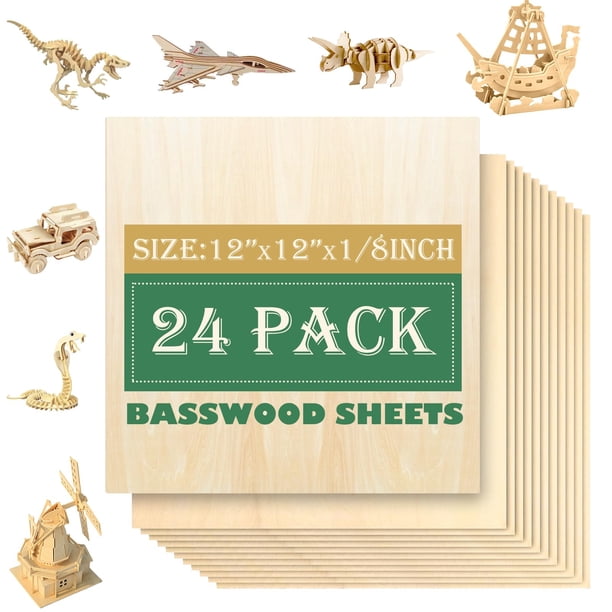 Láminas de tilo QSjqllo de 12 x 12 cm y 3 mm de grosor para corte por láser