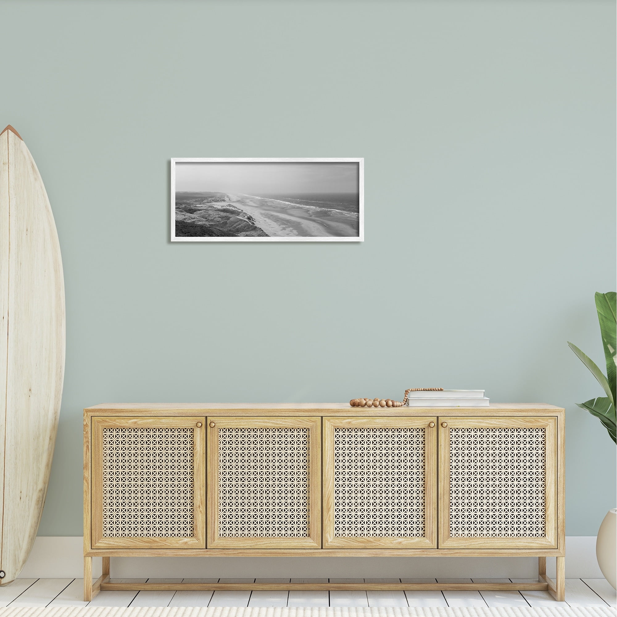 Stupell Industries Rocky Ocean Coast Waves Monochrome Beach Shore Photograph White Framed Art Print Wall Art, Design by Aaron Matheson