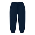 thumbnail image 5 of Girls Linen Capri Pants - Summer Loose Joggers Elastic High Waist Beach Capris Casual Cropped Trousers with Pockets for Kids Youth，Age 4-15 (Navy/120), 5 of 5