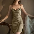 thumbnail image 4 of WQQZJJ Cowl Neck Nightgown Women, Satin Comfort Sexy Nightwear Dresses Split Sling Sleepwear Home Clothes, 4 of 6