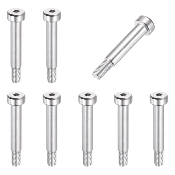 8 Pcs 304 Stainless Steel Shoulder Bolt 6mm Shoulder Dia 25mm Shoulder Length M5x0.8 Thread Hex Socket Shoulder Bolts for Hydraulic Injection Molding Machinery Industries