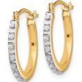 thumbnail image 3 of 14K Yellow Gold Diamond Fascination Small Hinged Leverback Hoop Earrings (15 X 1) Made In United States df172, 3 of 6