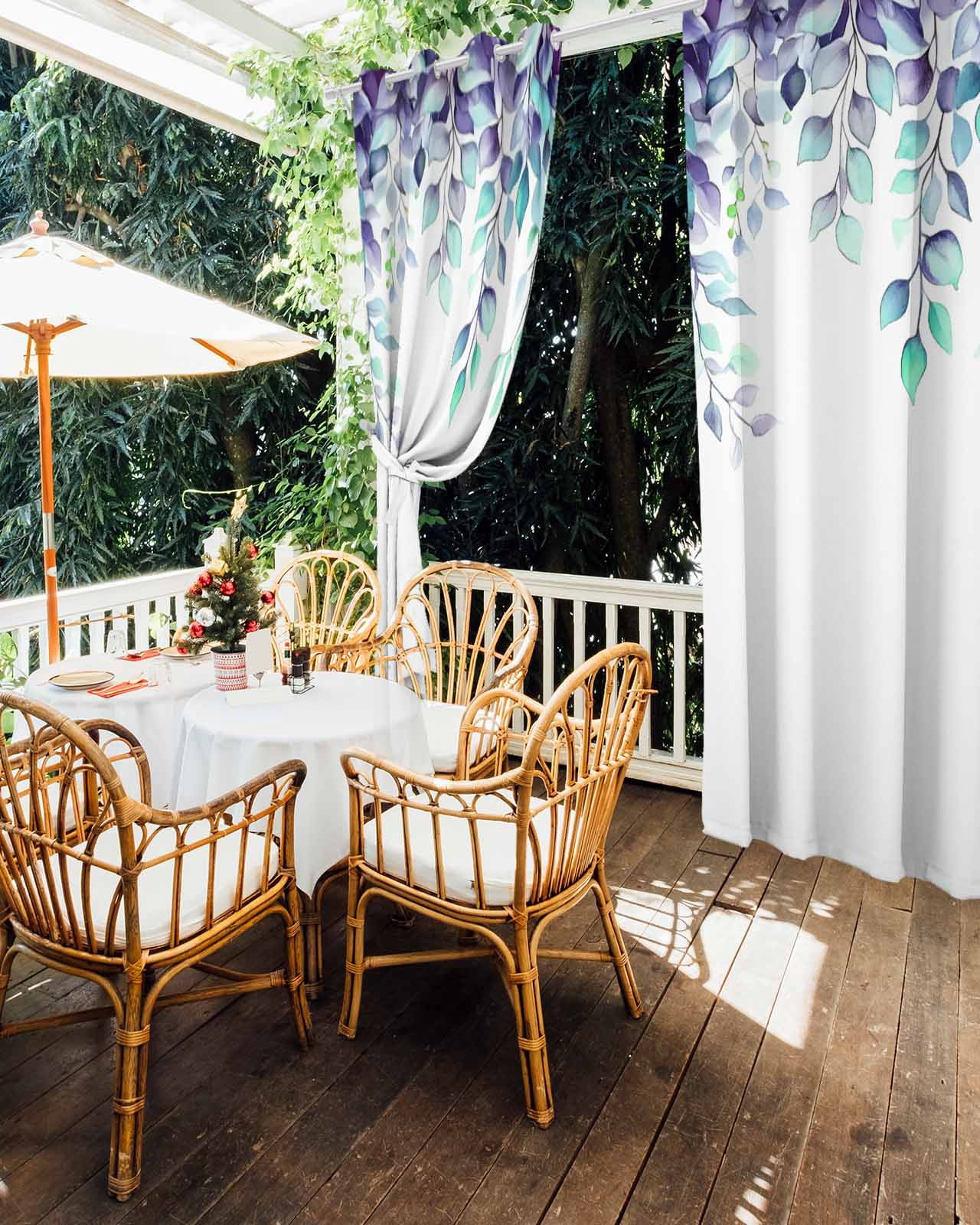 nqOlkjepod Outdoor Curtains for Patio Waterproof, Watercolor Eucalyptus Outdoor Privacy Panels Grommet, Spring Leaves Vintage Farmhouse Blackout Outside Curtains for Porch/Cabana 54"x95", 2 Panels