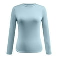 thumbnail image 4 of GEWSEY Women's Long Sleeve Crew Neck Shirts Fall Basic Casual Ruched Side Slim Fit T Shirts Tee Tops (Light Blue, XL), 4 of 4