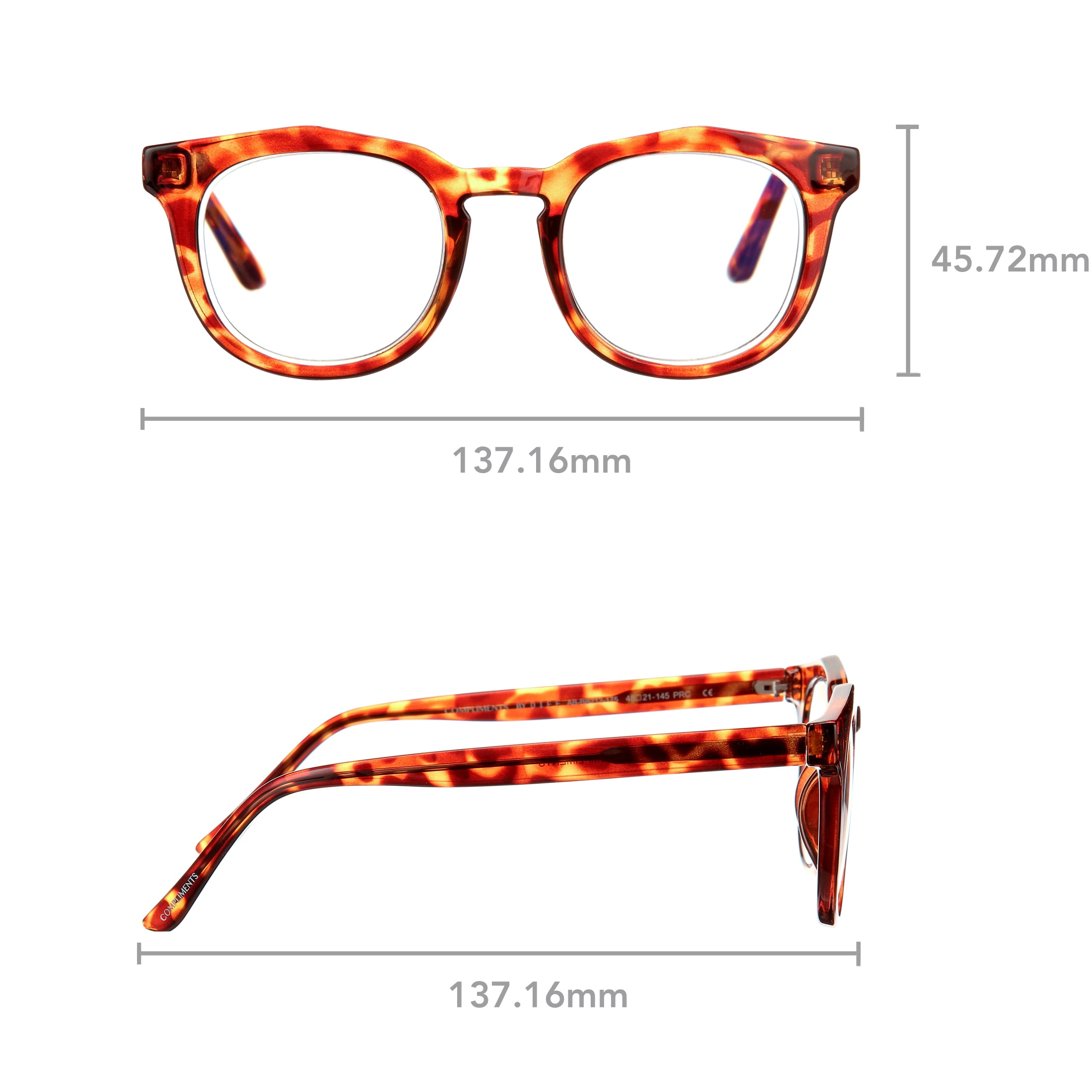 Compliments by DIFF Eyewear Rowan Blue Light Reading Glasses for Men and Women Amber Tortoise +1.75