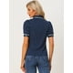 thumbnail image 4 of Camiseta De Manga Corta Con Cuello Peter Pan Y Lunares Para Mujer Azul Oscuro L, 4 of 5