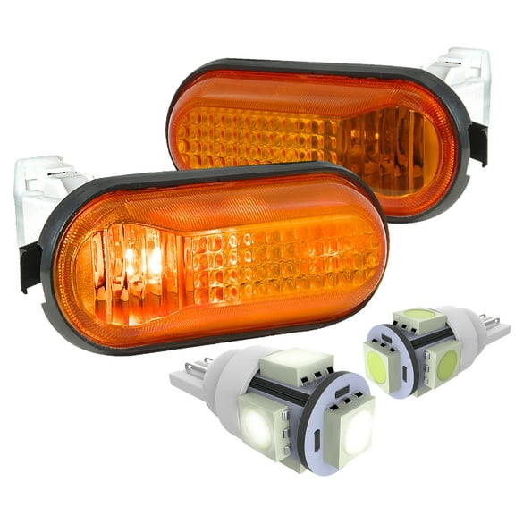 Spec-D Tuning Amber Dome Fender Side Markers   White T10 Led Bulbs Compatible with 1992-1995 Honda Civic Left   Right Pair