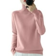 thumbnail image 2 of Turtleneck Sweaters for Women Long Sleeve Soft Knitted, Dressy Casual Fall Winter Pullover Pink L, 2 of 4