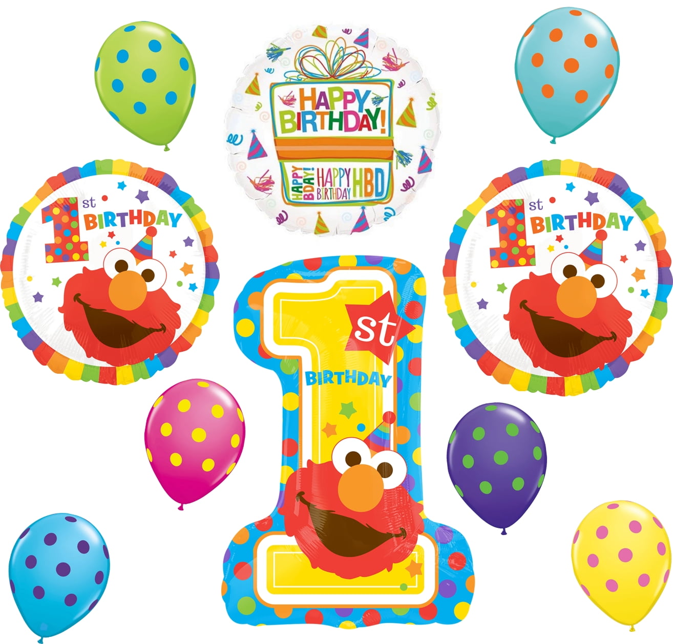 Elmo 1st birthday Party Supplies and Balloon Bouquet Decorations