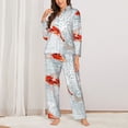 thumbnail image 3 of Kll Koi Fish Corals,Spring Summer Print Women'S Long Sleeve Pajamas With Pants Sleepwear Loungewear 2 Set-Large, 3 of 9