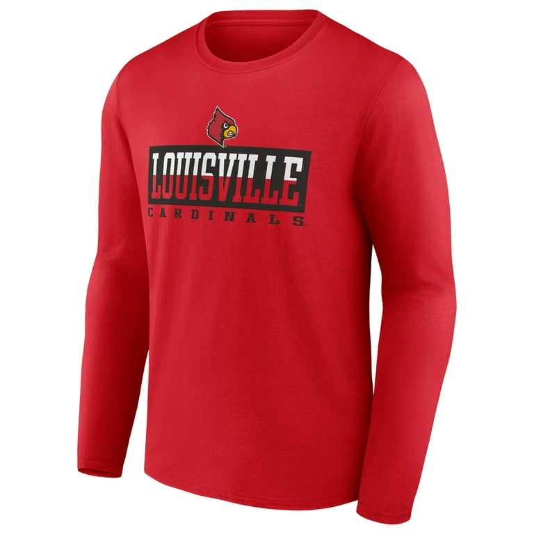 Men's Red Louisville Cardinals Split Tonal Long Sleeve T-Shirt