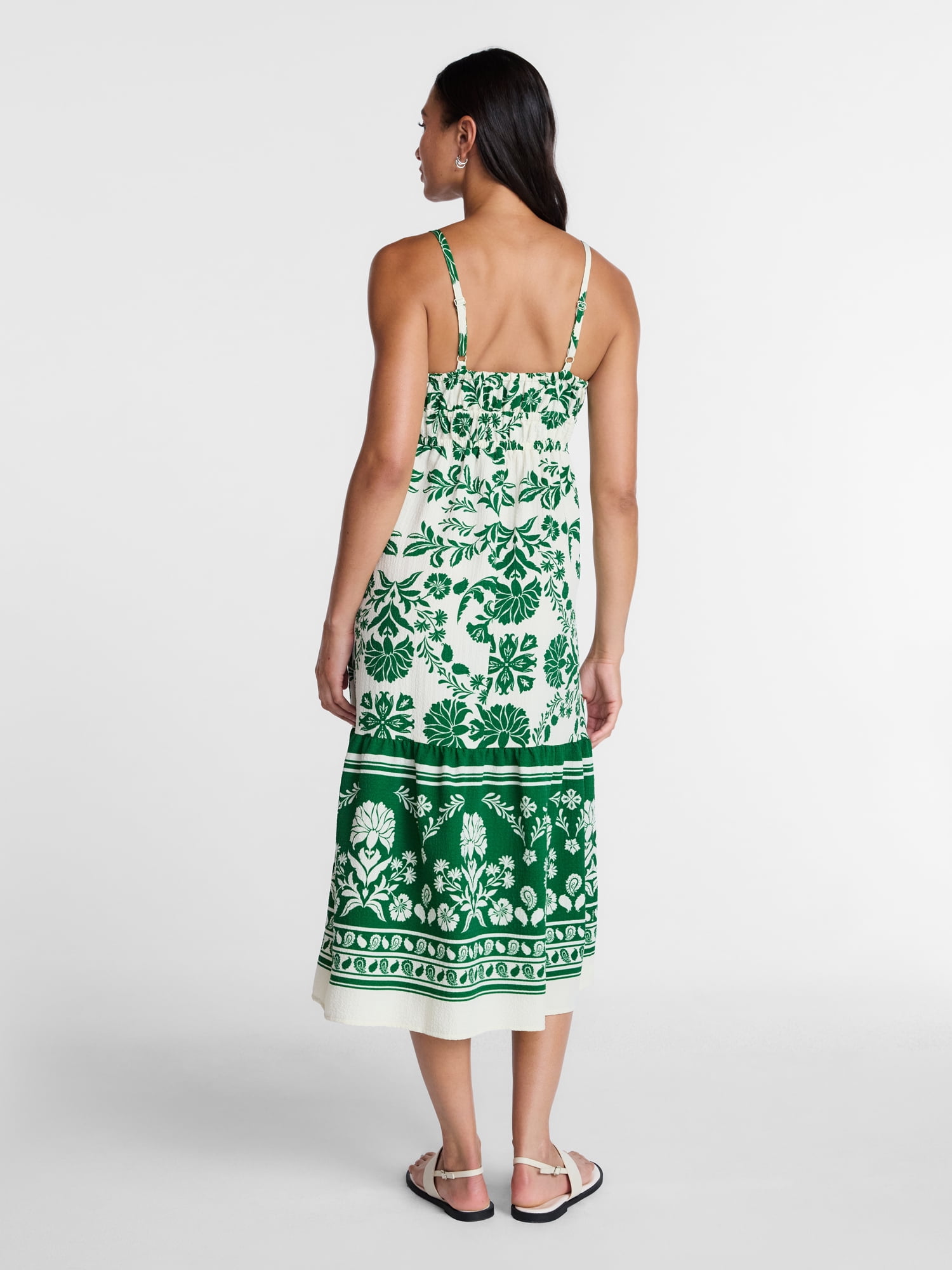 Time and Tru Women's Tie Bodice Strappy Midi Dress, Sizes XS-XXXL