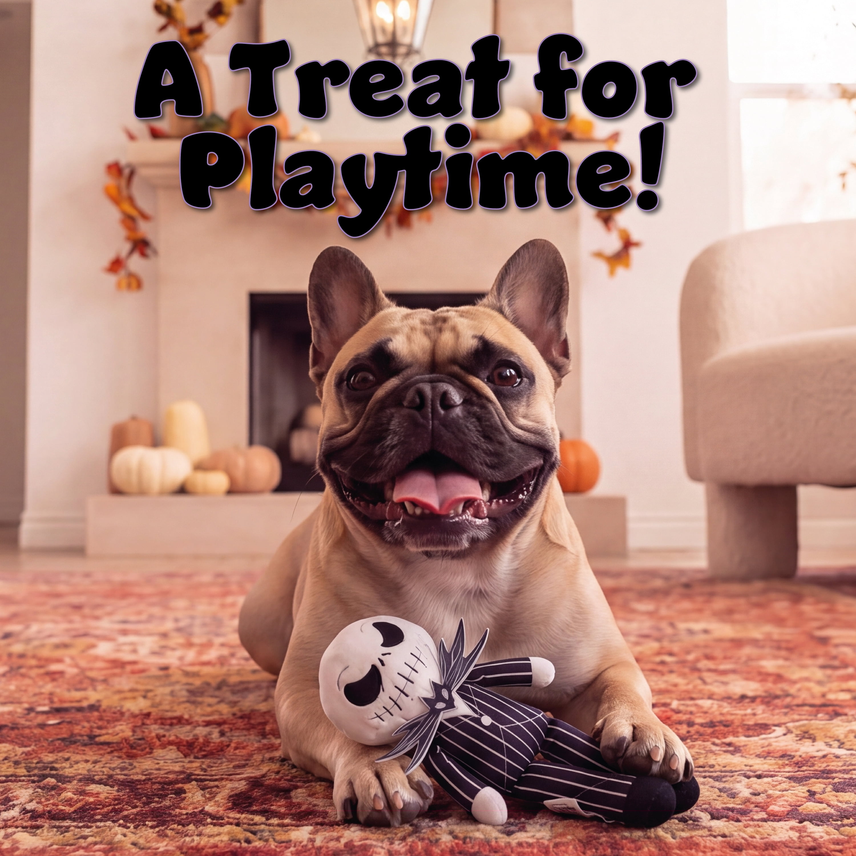 Disney The Nightmare Before Christmas Jack Skellington Plush Dog Toy, Squeaky Dog Toys with Built-In Crinkle