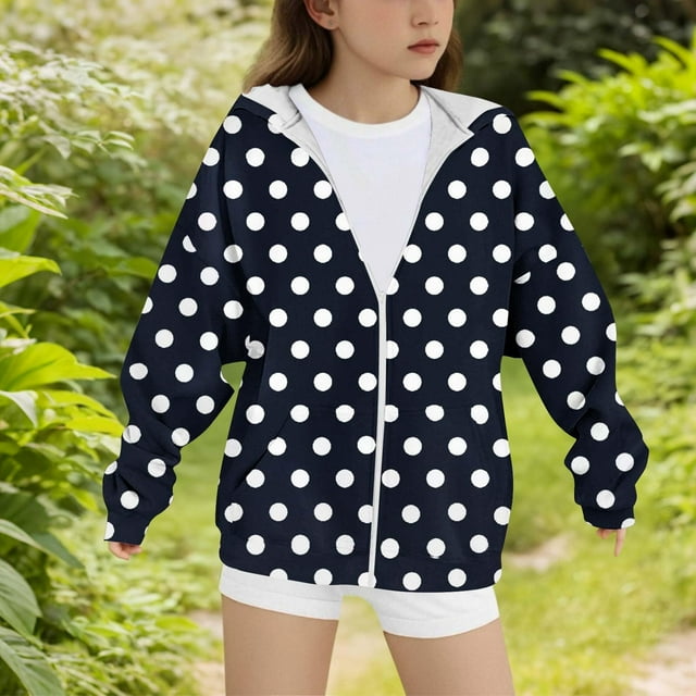 Veste à Capuche Zippée pour Filles, Manteau Décontracté d'Automne pour Tout-Petits et Grands Enfants