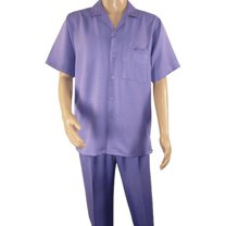 Men 2pc Walking Leisure Suit Short Sleeves By DREAMS 256-29 Solid Lavender