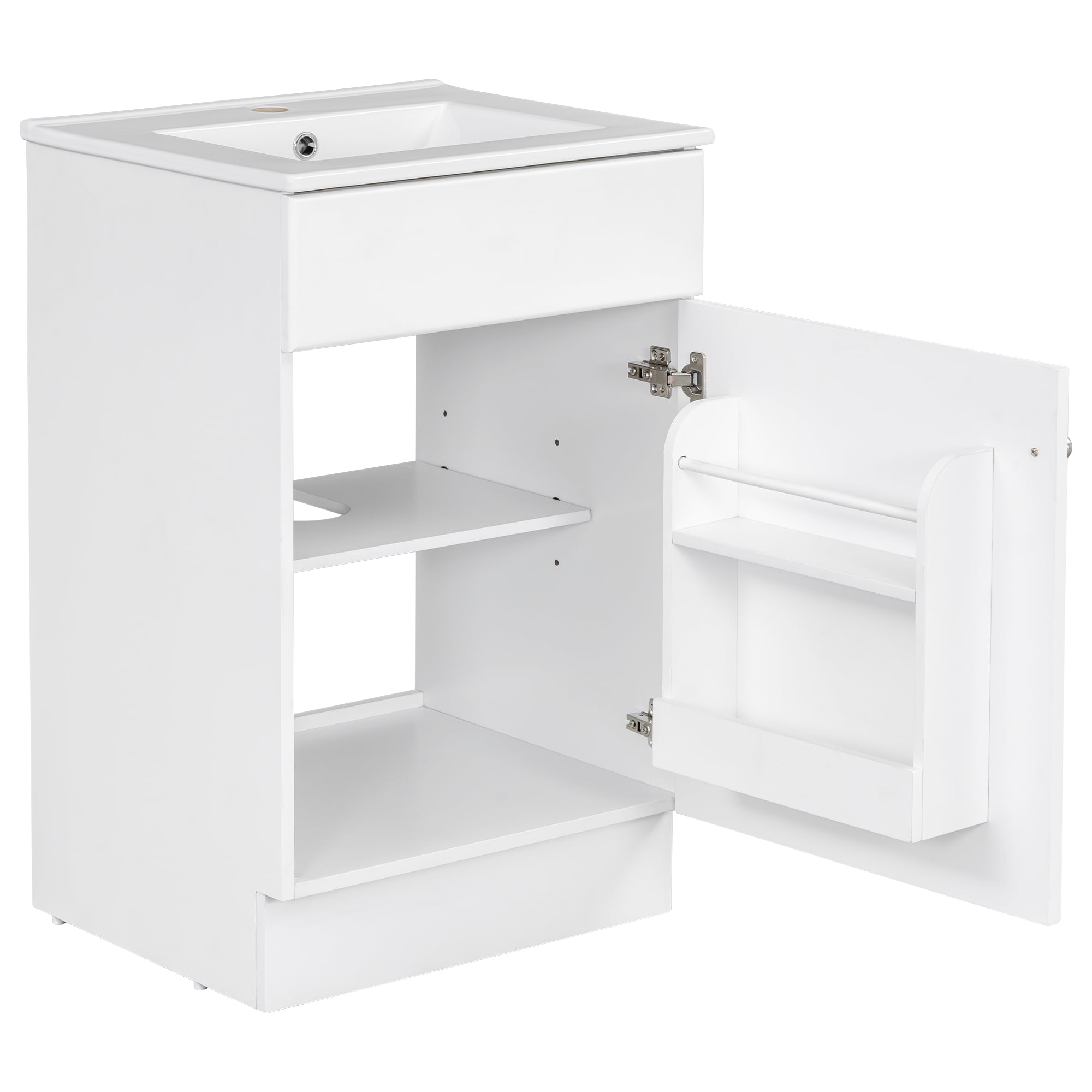 Euroco 20" Bathroom Vanity with Matching Mirror Medicine Cabinet – Space-Saving Storage Cabinet & Ceramic Sink Combo