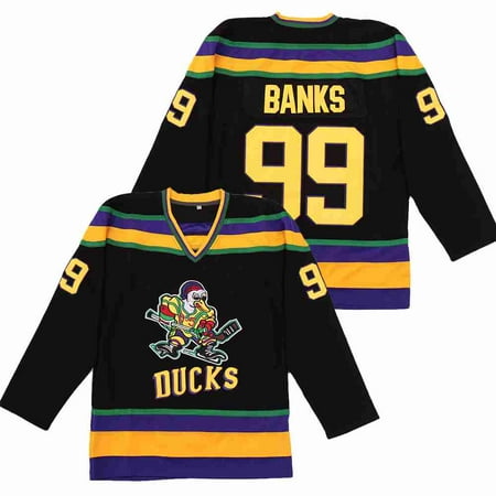 Adam Banks #99 Mighty Ducks Movie Hockey Jersey White Green (Green, Small)  : : Clothing & Accessories