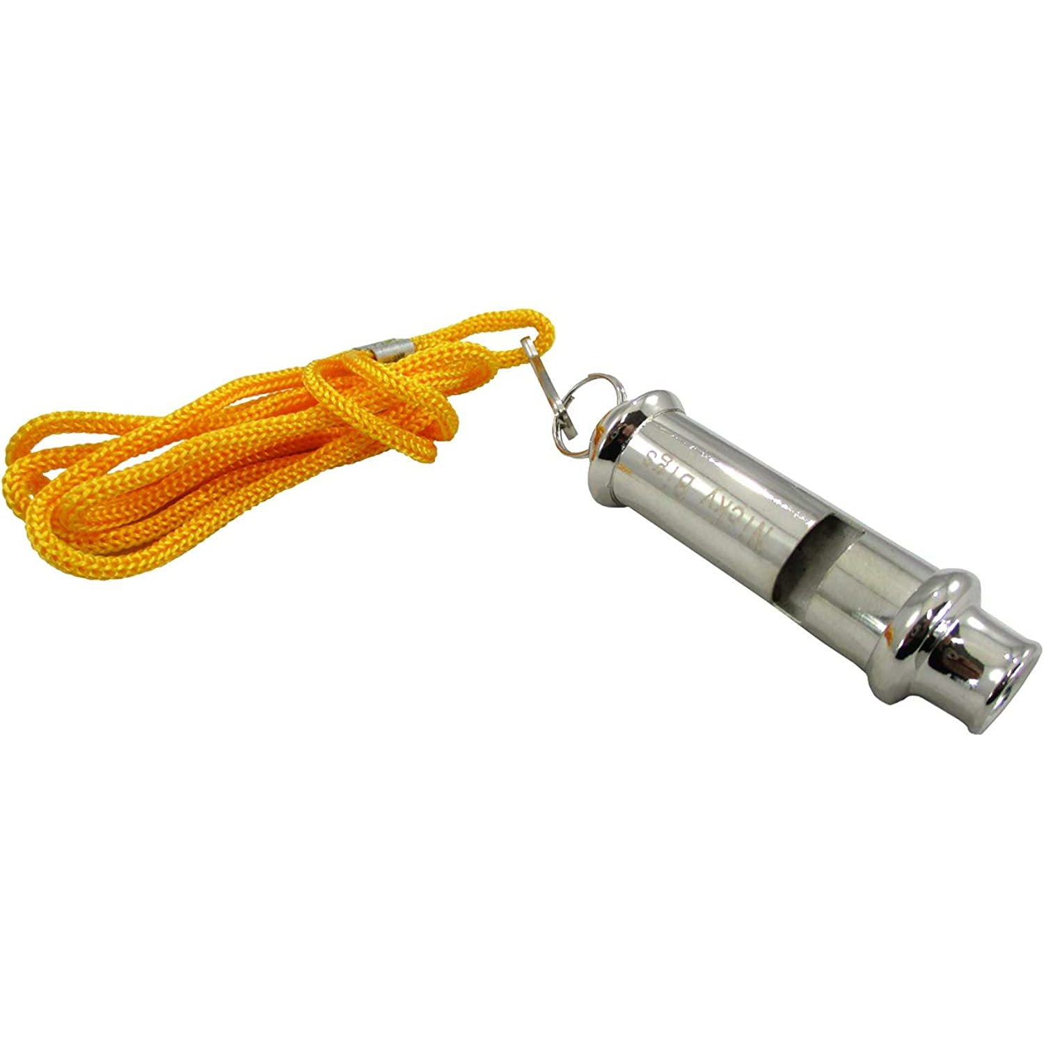 Deluxe Metal Train Conductor Whistle with Lanyard, Silver, One Size