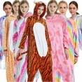 thumbnail image 2 of Mono de pijama de franela de felpa azul con puntadas Kigurumi, 2 of 3