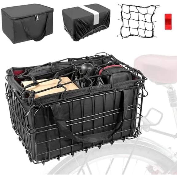 Bike Basket Front/Rear, Thickened Shockproof Foldable Bicycle Basket with Waterproof Bag, Quick Release Design, Metal Bicycle Frame Basket for Adult Women Men$$Sport & Recreation Other