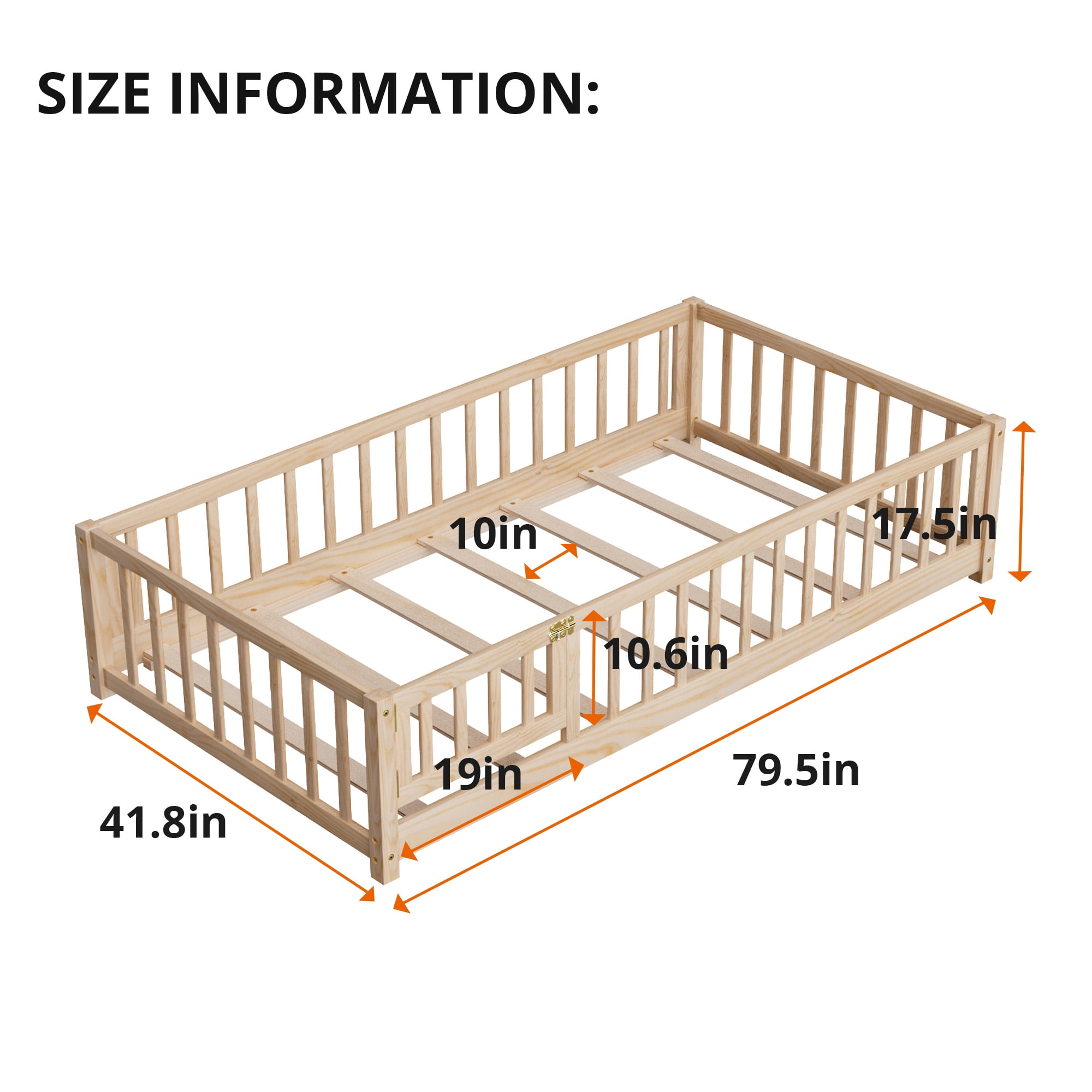 Superwum Queen Floor Bed For Kids Solid Wood Montessori Bed Frame With