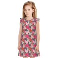 thumbnail image 1 of Fotbe Hearts for Valentines day Vestido de Dormir para Niñas de 3 a 10 Años, Mangas Cortas, Estilo Princesa, Pijama Camisón con Mangas Voladas-Small, 1 of 6