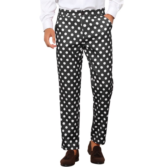 INSPIRE CHIC Pantalon Habillé à Pois Imprimés pour Homme Coupe Régulière Pantalon Formel 38 Noir