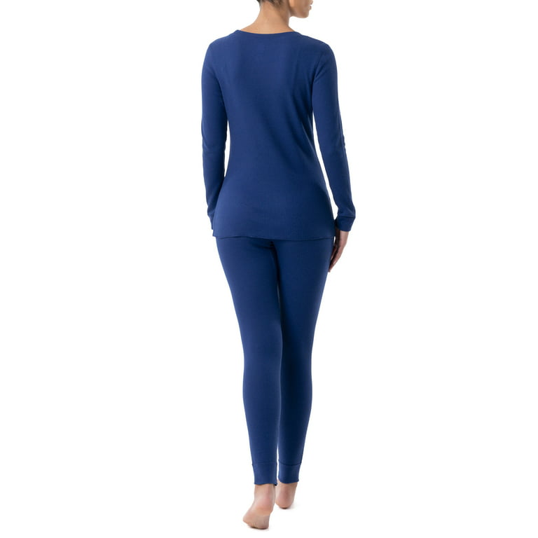 Fruit of the Loom Women's and Women's Plus Thermal Henley Top & Bottom Set  