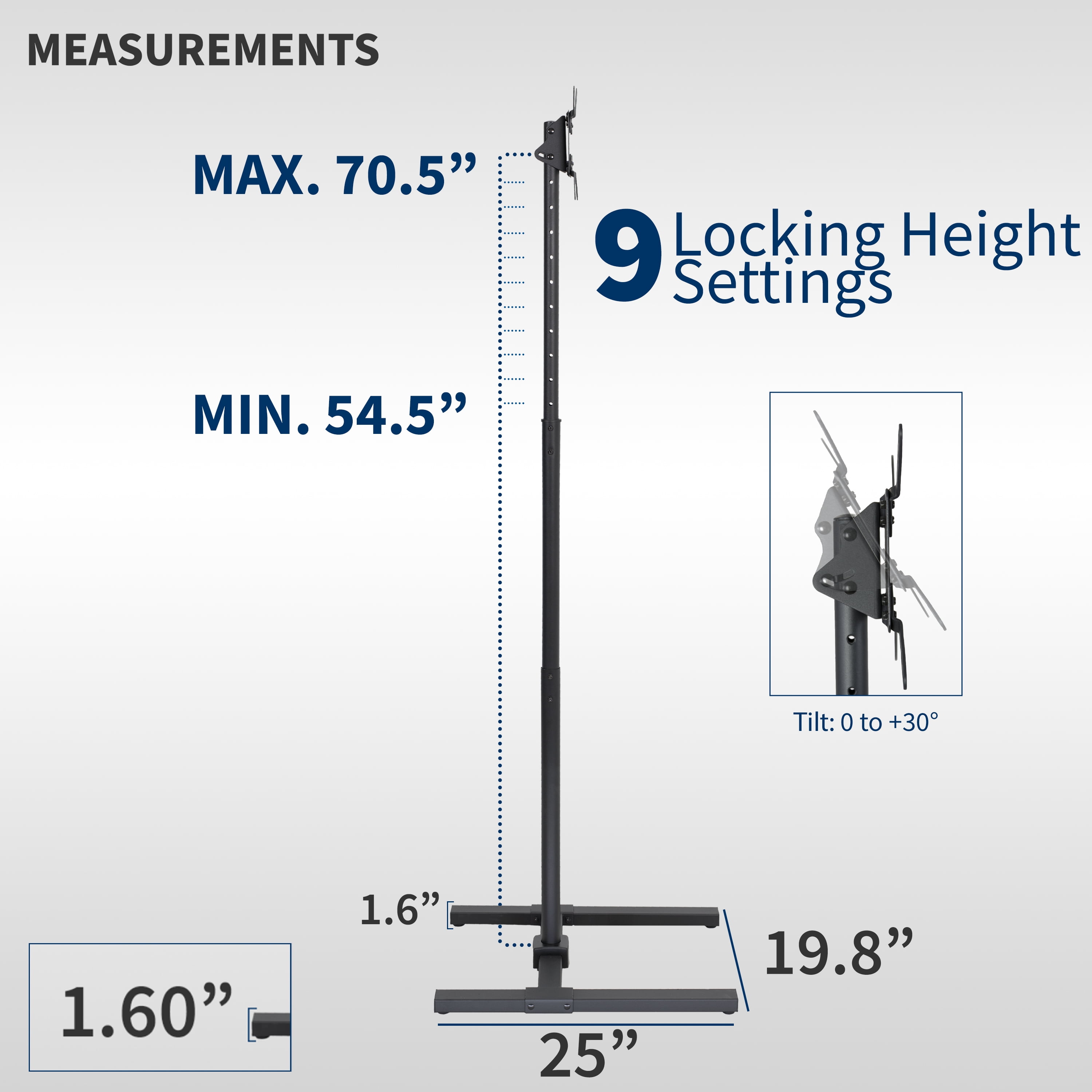 VIVO Extra Tall TV Floor Stand for 13" to 50" Screens, Height Adjustable Mount
